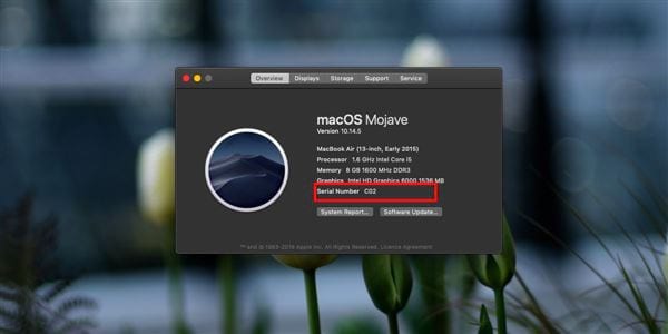 Cách tìm số serial của máy Mac