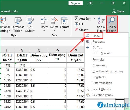 Cách tìm tên trong Excel