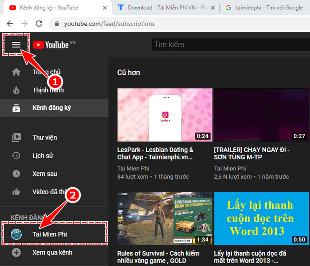 how to find youtube video on 1 channel 2