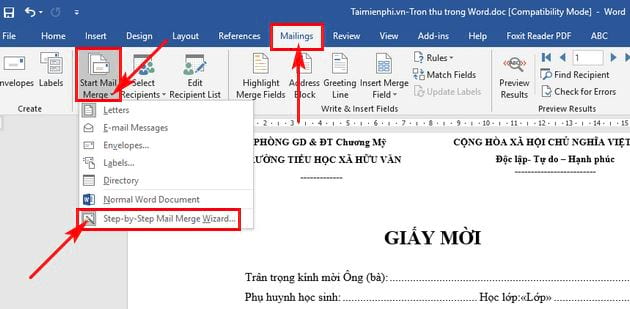 cach tron thu trong word 2016 2