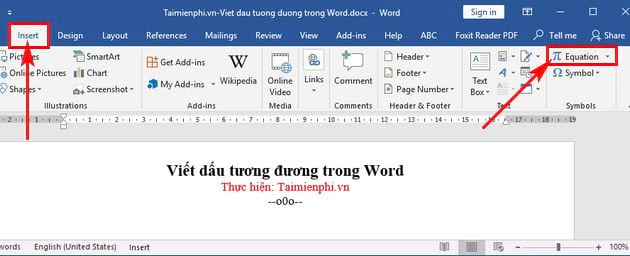 Cách viết dấu tương đương trong Word