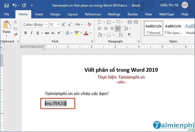 cach viet phan so trong word 2019 3