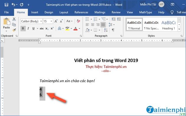 cach viet phan so trong word 2019 4