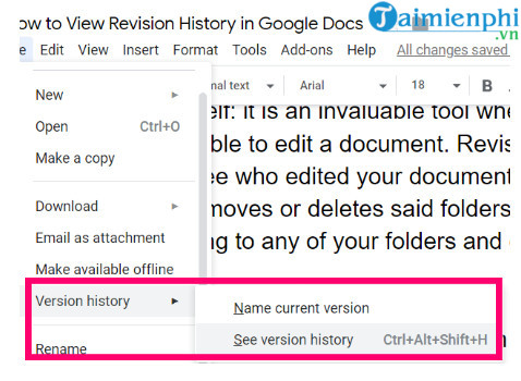 Cách xem lịch sử chỉnh sửa tài liệu trên Google Docs