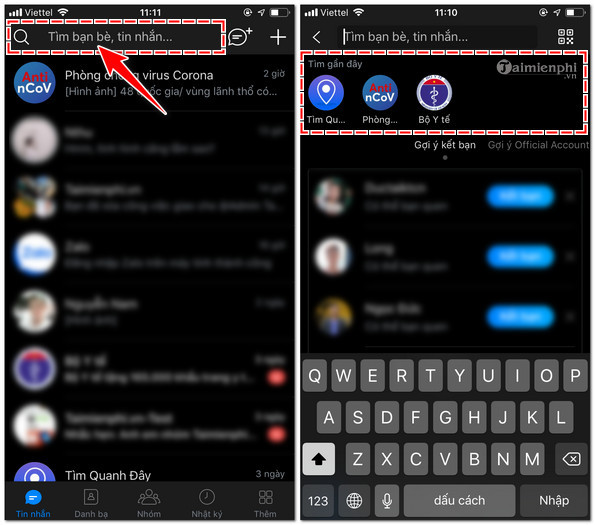 cach xem lich su tim kiem tren zalo cho Android