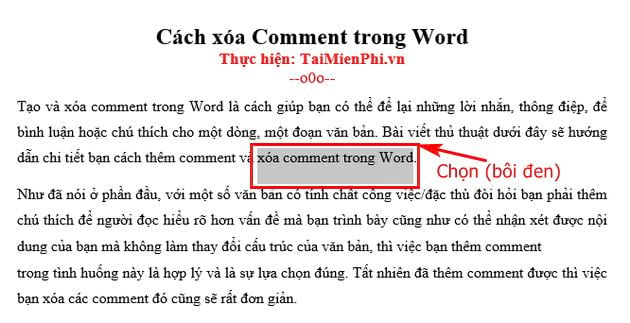 cach xoa comment trong word 2