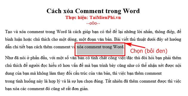 Cách xóa Comment trong Word