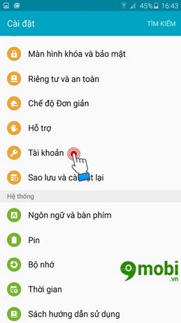 xoa gmail tren samsung note 7