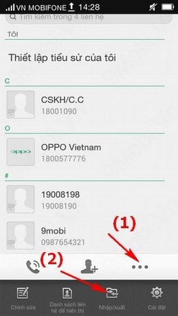 Cách xuất file danh bạ trên điện thoại Oppo