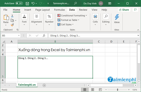 cach xuong dong trong excel