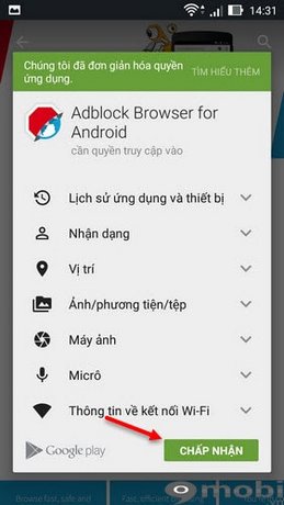 Cài Adblock Browser trên Zenfone