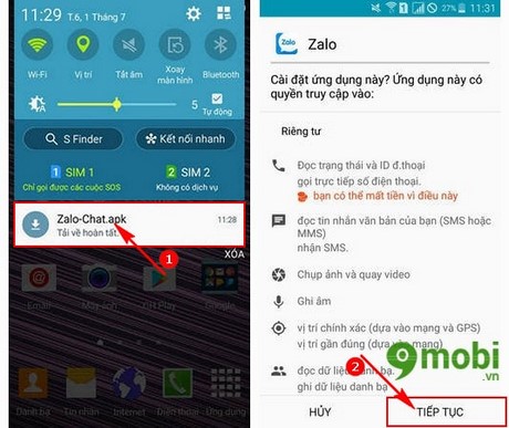 cai zalo cho samsung galaxy j7 j5