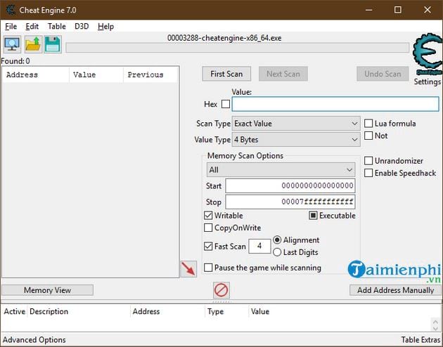 Cheat Engine 7.0 bổ sung phím tắt bộ lọc Ultimap2