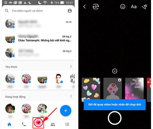 cach chup anh Valentine tren Facebook Messenger