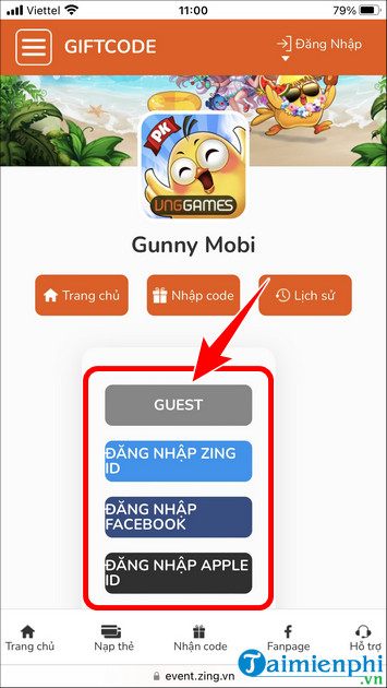 full code game gunny mobi moi nhat