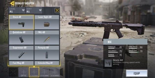 Danh sách phụ kiện đính kèm vũ khí trong game Call of Duty Mobile