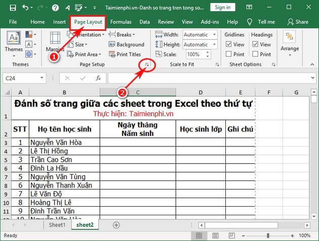 danh so trang giua cac sheet trong excel theo thu tu 2