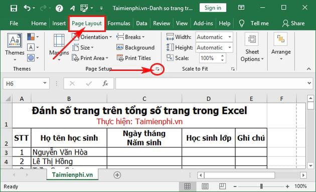 danh so trang tren tong so trang trong excel 2