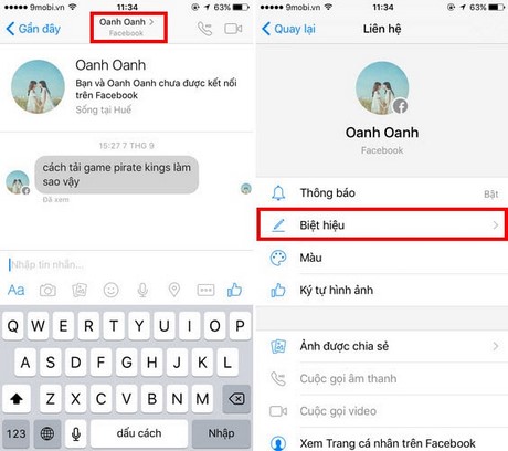 dat biet danh nick Facebook Messenger