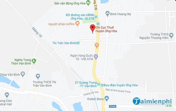 Địa chỉ chi cục thuế Huyện Ứng Hoà, số điện thoại