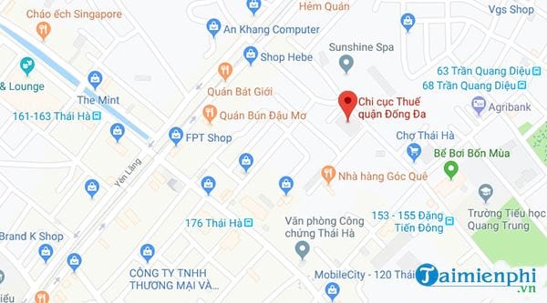 Địa chỉ chi cục thuế Quận Đống Đa, mã số thuế