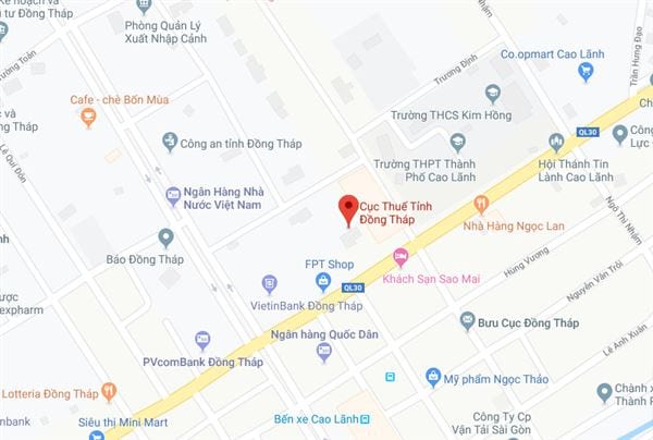 Địa chỉ chi cục thuế tỉnh Đồng Tháp, 93 Nguyễn Huệ, phường 1, TP. Cao Lãnh tỉnh Đồng Tháp