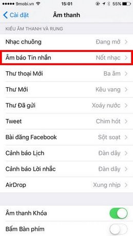Đổi âm báo tin nhắn iPhone, thay âm báo SMS iPhone