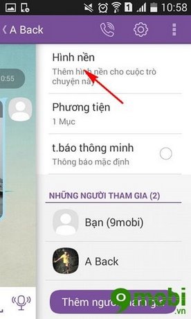 Đổi hình nền cuộc trò truyện trong Viber