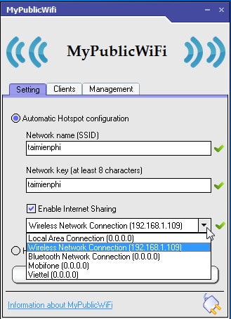 Phát Wifi bằng MyPublicWiFi cho trên Laptop