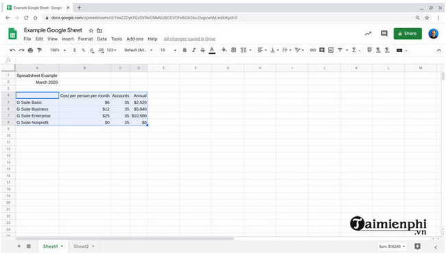 cach can chinh bang tinh khi in trong google sheets