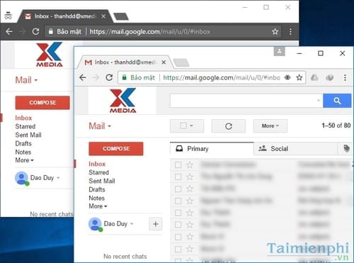 Cách mở nhiều Email, Gmail cùng lúc trên máy tính