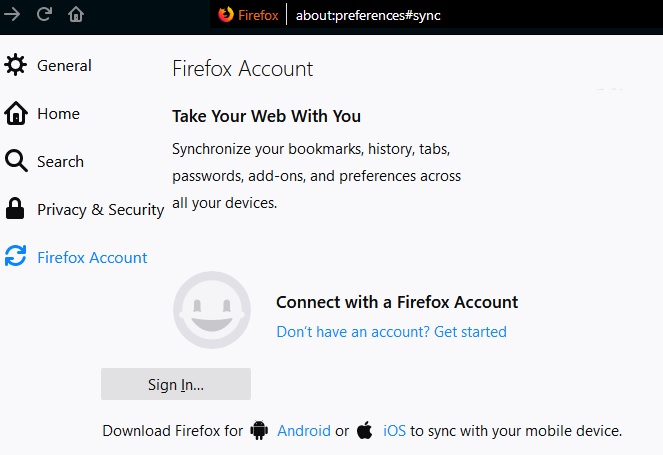 What is firefox sync using?