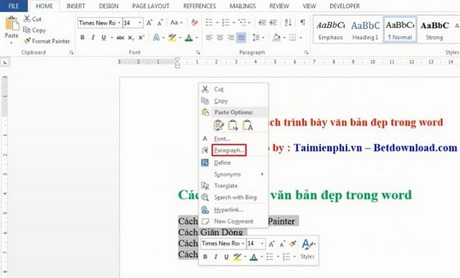 Cách trình bày văn bản đẹp trong Word