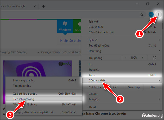 Gỡ tiện ích, add ons (Extension) trên trình duyệt Google Chrome