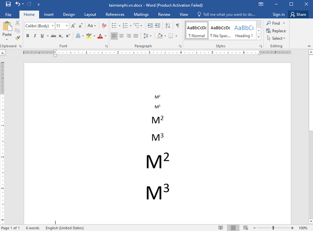 Hướng dẫn gõ m2 m3 trong Word, Excel, Powerpoint