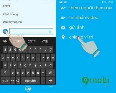 gui vi tri qua skype tren windows phone