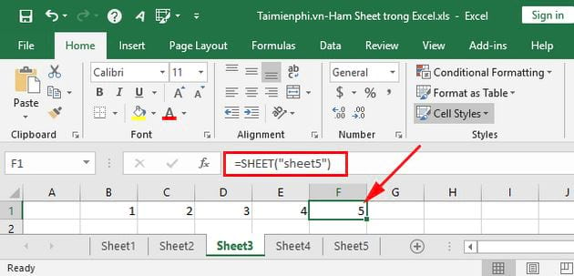 Hàm SHEET trong Excel