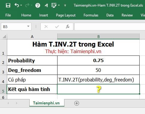 Hàm T.INV.2T trong Excel