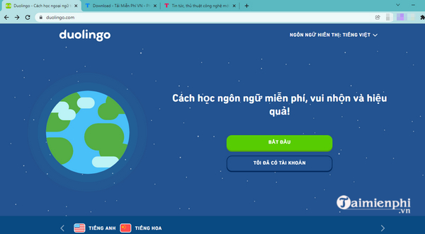 hoc tieng anh tren Duolingo bang may tinh