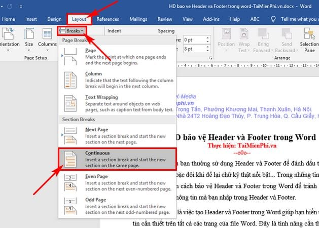 huong dan bao ve header va footer trong word 2