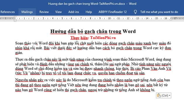 Hướng dẫn bỏ gạch chân trong Word