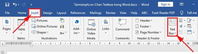 huong dan cach chen texbox trong word 2