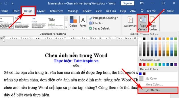 Hướng dẫn chèn ảnh nền trong Word