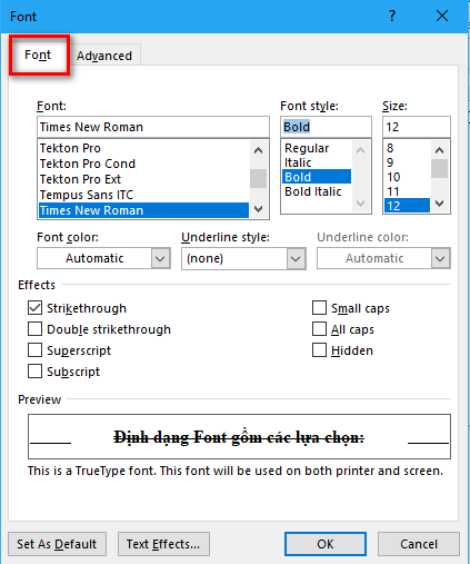 Hướng dẫn định dạng Font chữ trên Word