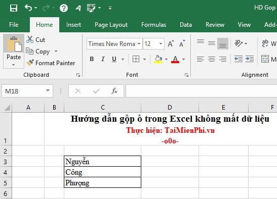 huong dan gop o trong excel khong mat du lieu 2