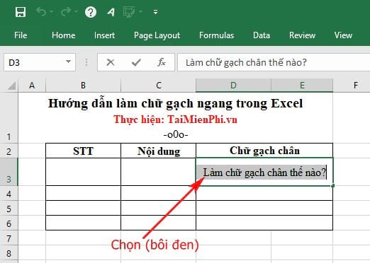 huong dan lam chu gach ngang trong excel 2