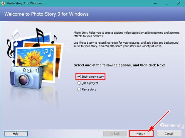 huong dan su dung photo story 3 for windows 2