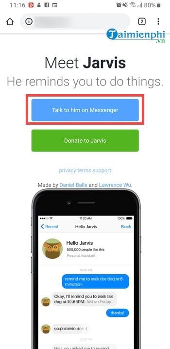 Hướng dẫn sử dụng trợ lý ảo Jarvis nhắc việc trên Facebook Messenger