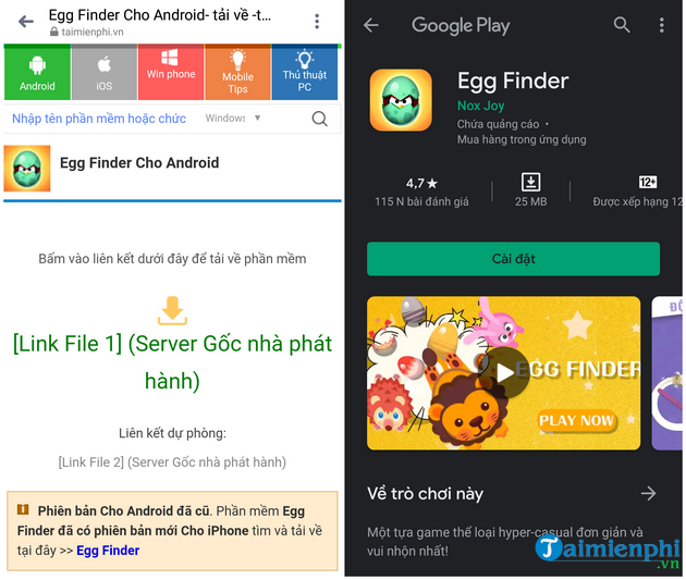 Tải Egg Finder cho Android, iPhone, game tìm trứng trên điện thoại ta