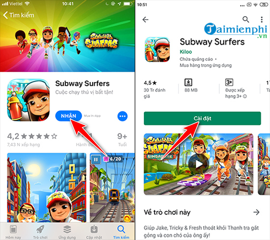 Hướng dẫn tải và chơi game Subway Surfers trên điện thoại